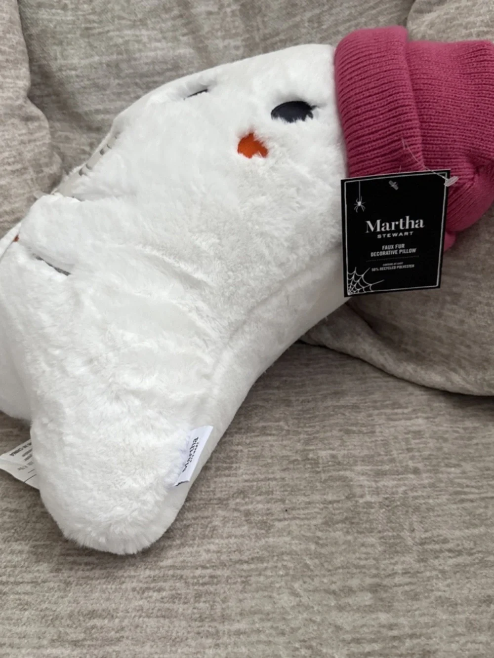 Martha Stewart Ghost Pink Hat Pumpkin Latte Pillow